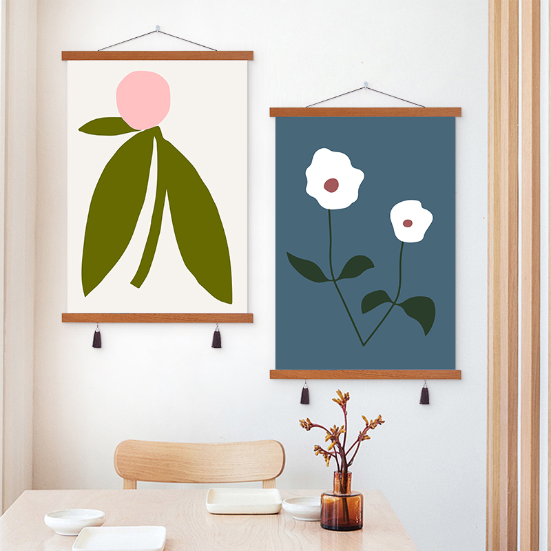 卡通植物花卉儿童房装饰画卧室房间艺术挂画布艺免打孔挂布背景布图片