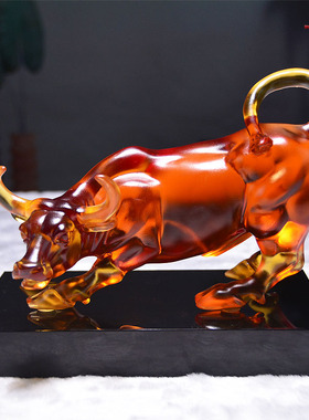 琉璃斗牛公司开业贺礼上市礼品定制刻字炒股牛办公室华尔街牛摆件