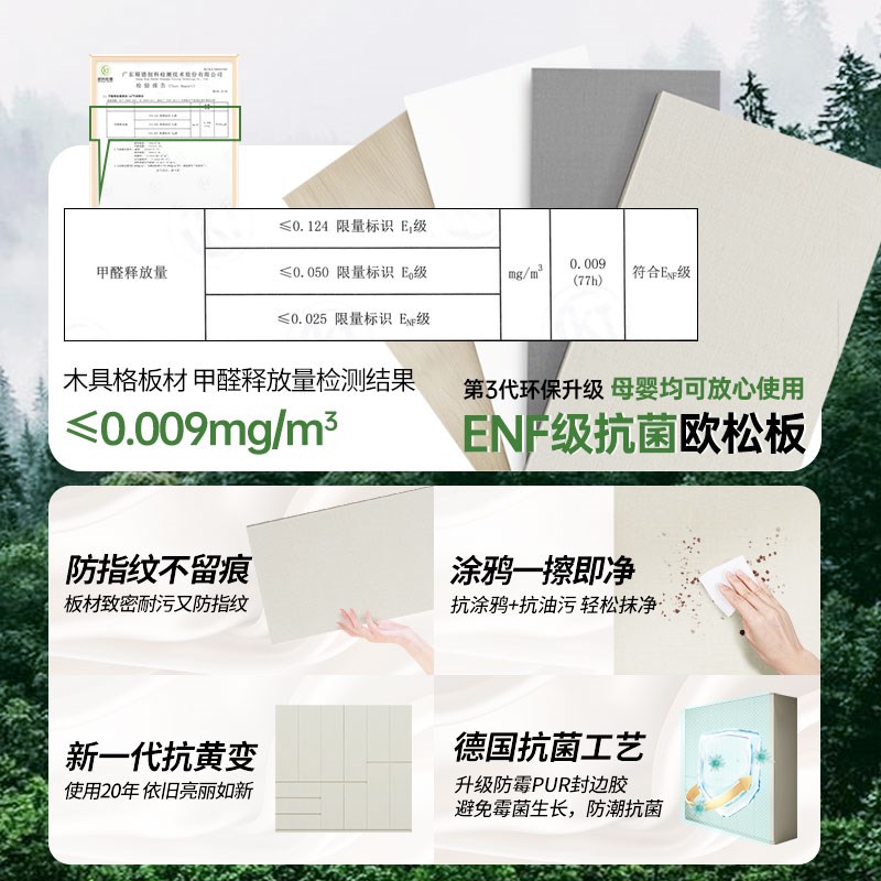 定制免拉手ENF级加高顶部2.6/2.8/3.0米分段式免拉直器奶油灰衣柜