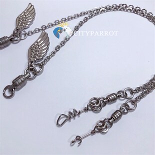 中小型鹦鹉不锈钢外出链站架链开脚环牡丹玄凤凯克鸟站架脚链