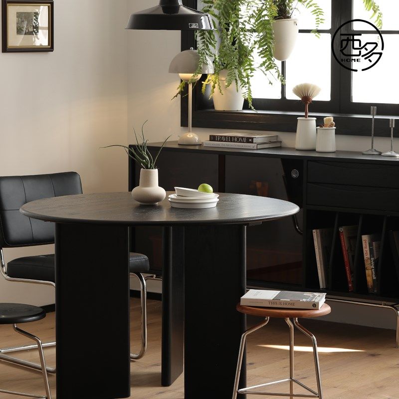 西多home 圆桌实木餐桌家用小户型北欧简约复古圆形大餐桌休闲桌,住宅家具,实木餐桌,淘宝优惠券,粉丝福利购,淘宝优惠卷