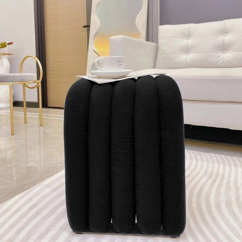 法式梳妆台化妆椅家用换鞋凳轻奢高级感坐墩衣帽间黑色穿鞋矮凳子