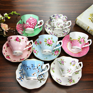 家用茶具 田园风骨瓷咖啡杯碟英式 下午茶红茶杯时尚 欧式 咖啡具套装