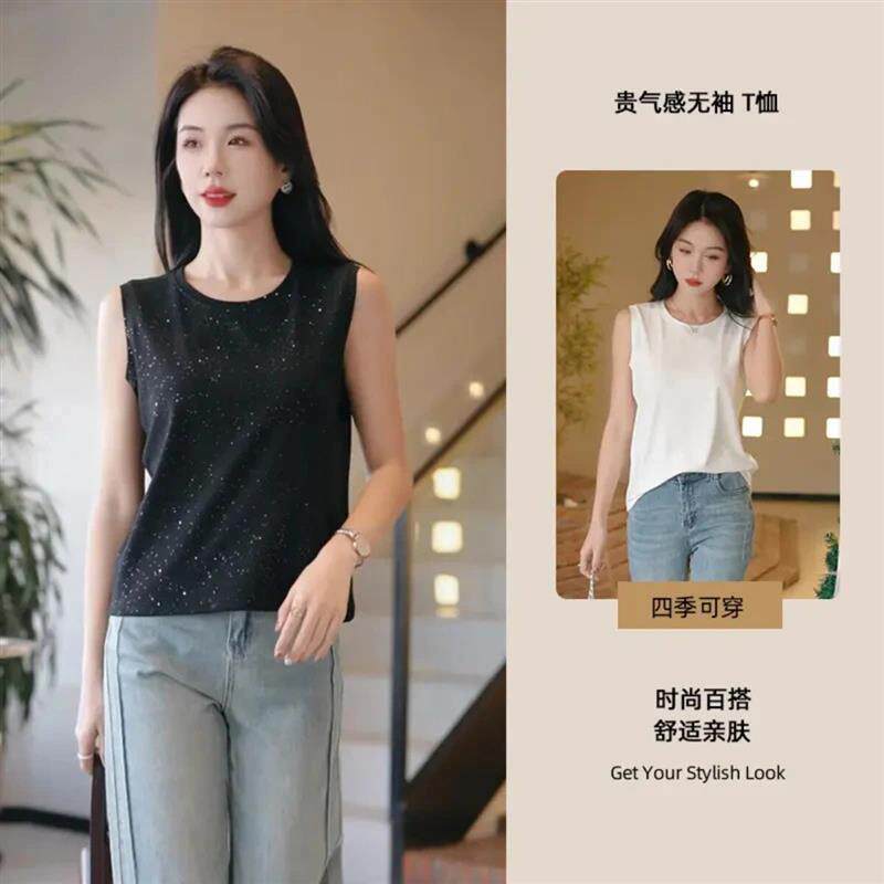 熹绮高端女装大码背心吊带A内搭洋气时尚星空亮片显瘦高级感宽松t