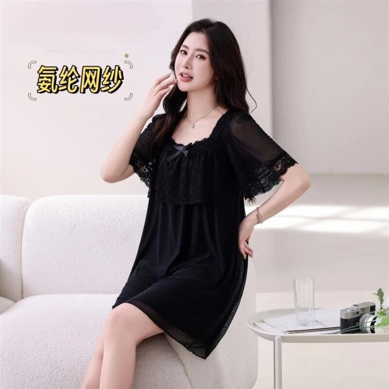 丝韵轻奢严选2026睡裙女夏季性感甜美短袖蕾丝网纱超仙公主家居服