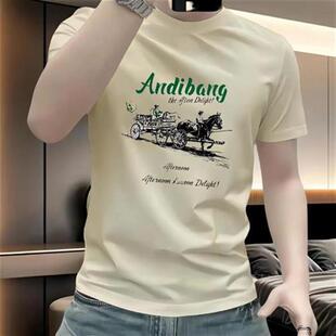 圆领大码 恤男A士休闲时尚 体恤潮流印花 重磅H短袖 烽焱严选轻奢美式