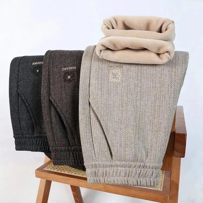 HR DONG防I寒保暖裤加绒妈妈裤松紧腰直筒女裤大码中老年人宽松