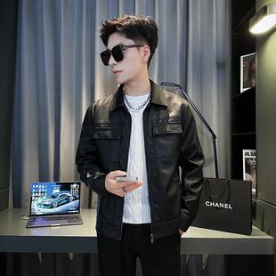 陆海丰百货商行优海甄选春秋男士百搭显高宽松外套修身皮夹克百搭