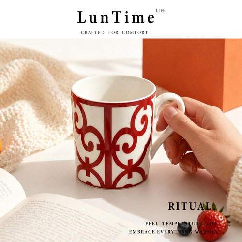 LunTime复古红白陶瓷马克杯套装