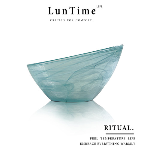 LunTime蓝色玻璃果盘餐具创意盘