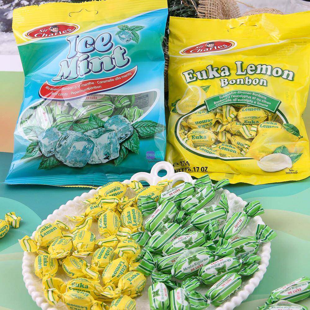 德国原装进口零食糖果硬糖SirCharles喂宝乐桉叶薄荷味柠檬糖袋装