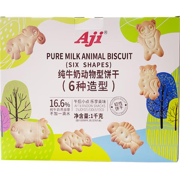 麦德龙会员代购Aji纯牛奶动物型饼干1kg卡通造型韧性饼干馋意添
