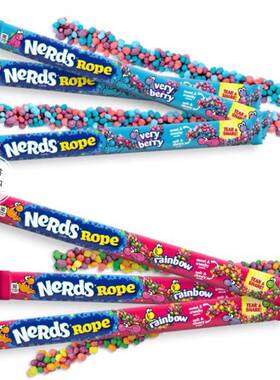 现货 旺卡彩虹粒粒糖绳索糖网红绳子糖美国NeRds Rope抖音扭扭糖