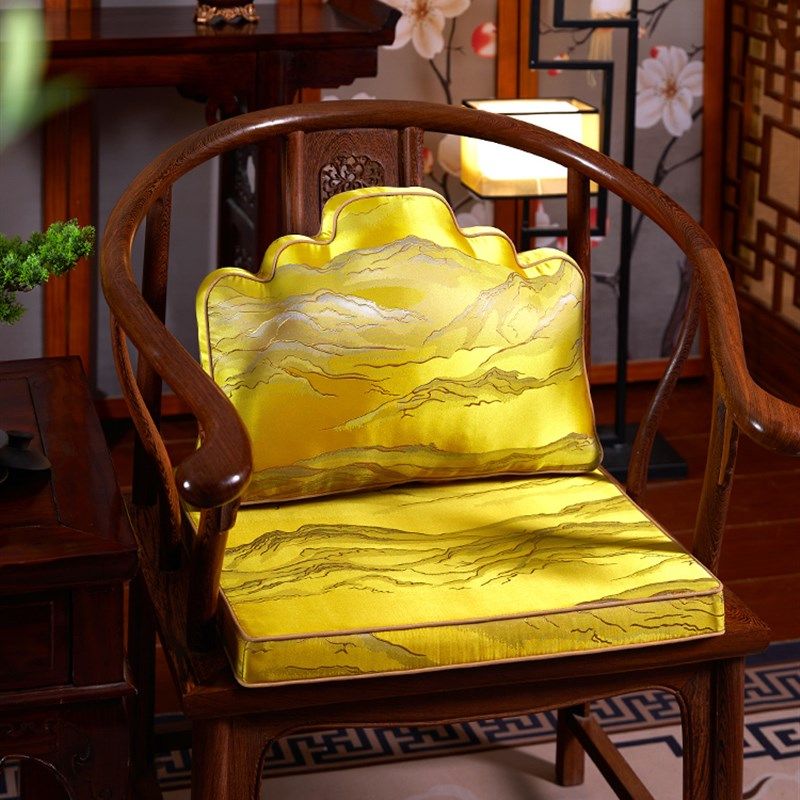 靠山抱枕中式山水靠垫办公室腰靠沙发靠枕高级椅子靠背护腰定制