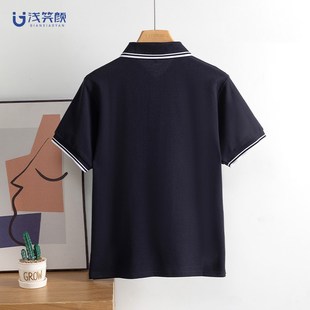 初中校服套装中学生男款polo衫短袖初服夏装藏青蓝色上衣夏季新品