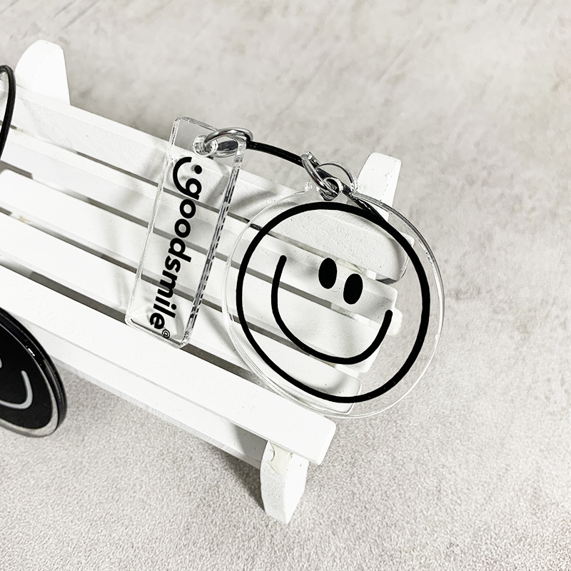 创意笑脸钢丝绳亚克力钥匙扣可爱男女情侣简约包包挂件汽车钥匙圈