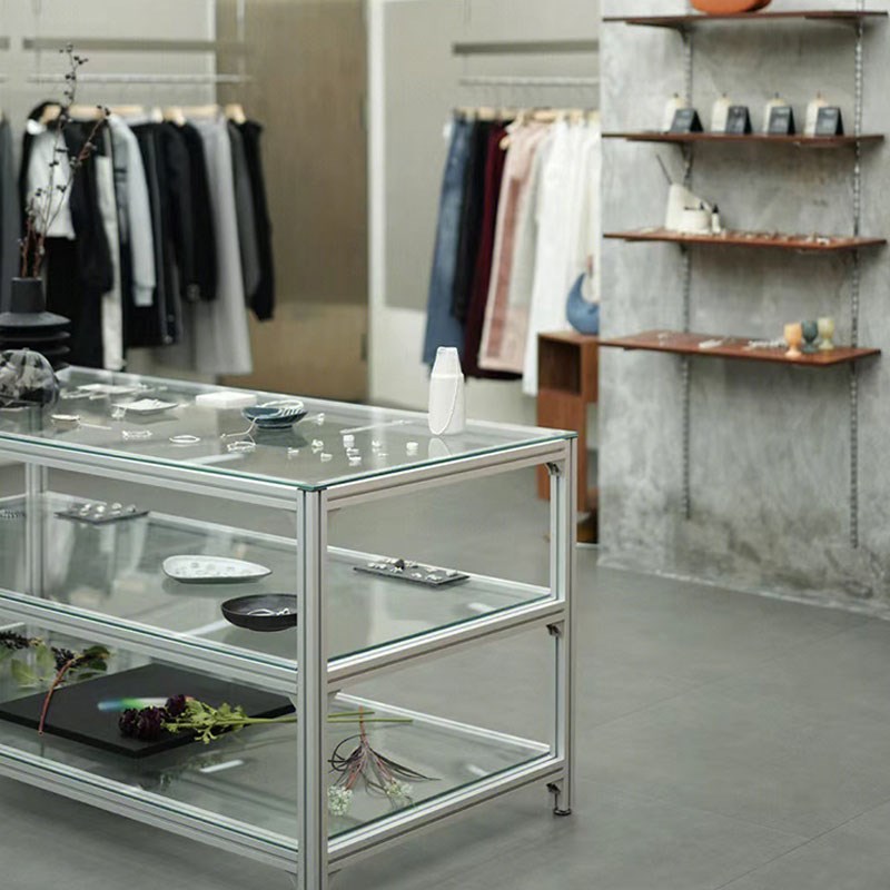 服装店中岛台工业风铝制展示架多层陈列架买手店货架置物架流水台