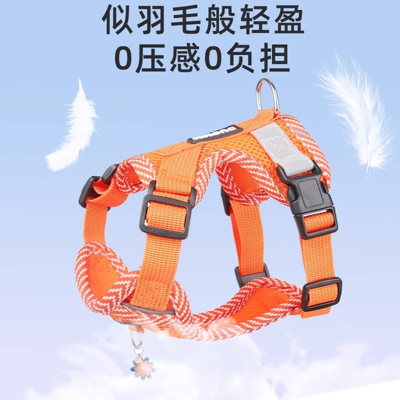 网红狗狗牵引绳小型犬比熊背心式遛溜狗绳幼犬泰迪胸背带狗链夏季