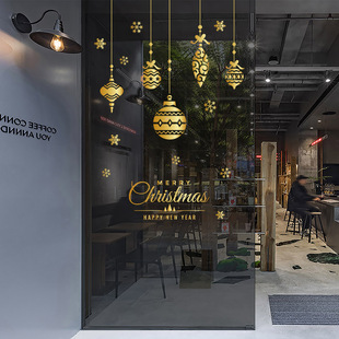 耶诞静电贴纸耶诞节玻璃贴橱窗门贴窗花墙面装饰场景布置门店装扮