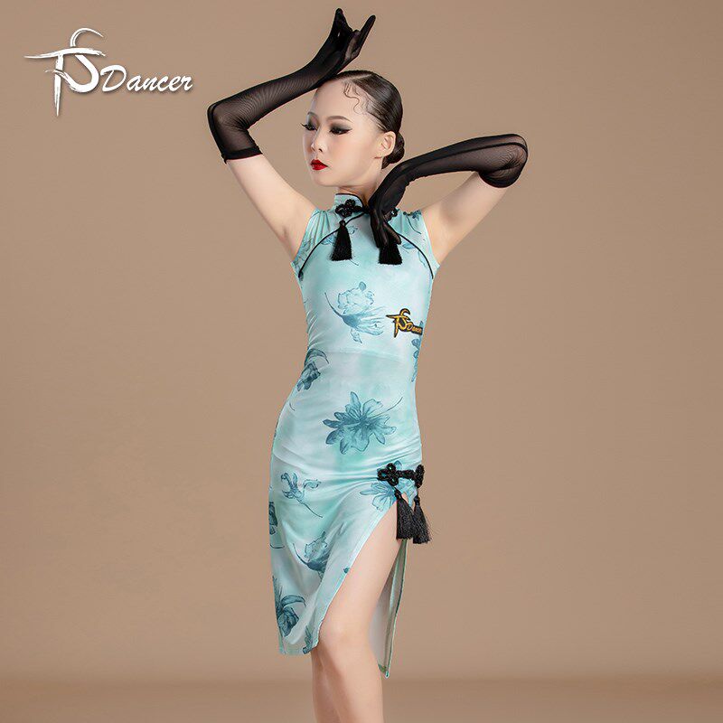 新款儿童拉丁舞裙少儿舞蹈女童练习演出服比赛表演古典旗袍中国风