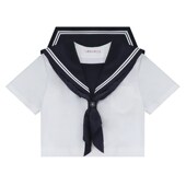 短袖 樱花家族JK制服 水手服上衣套装 双胸挡绀色基础款 女 白二本