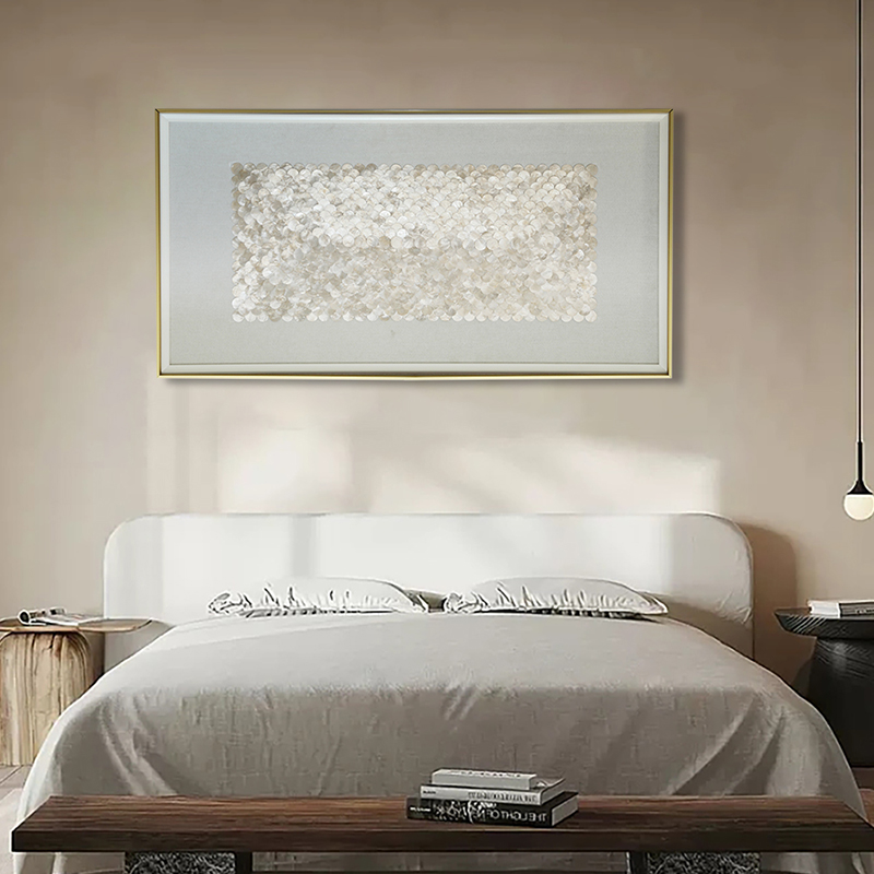 美式贝母装饰画玄关贝壳立体挂画客厅走廊轻奢长方形壁画高级感图片