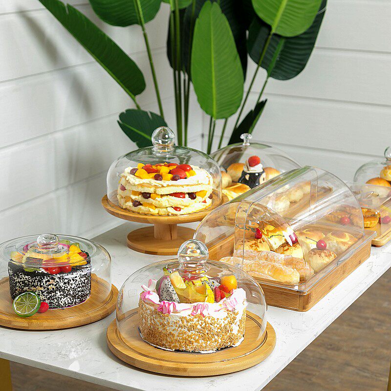欧式蛋糕甜品试吃盘玻璃防尘罩水果面包茶歇托盘透明亚克力塑料罩
