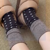袜子女冬天韩国东大门波点复古羊毛袜加厚保暖堆堆袜女袜中筒袜子
