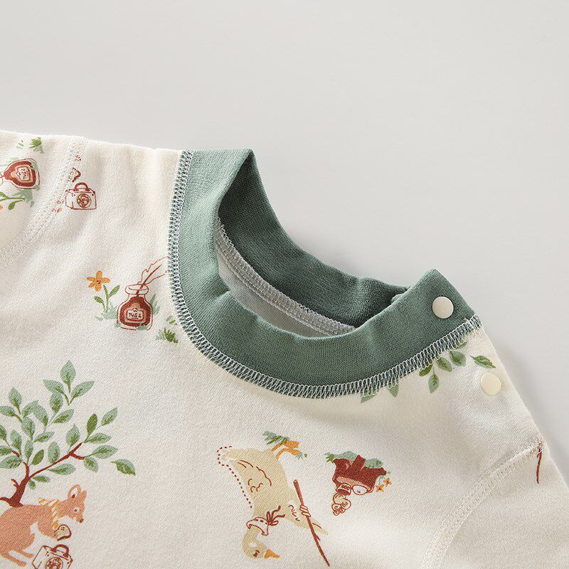 婴儿高腰护肚内衣套装纯棉秋衣秋裤男儿童睡衣女宝宝中高领两件套