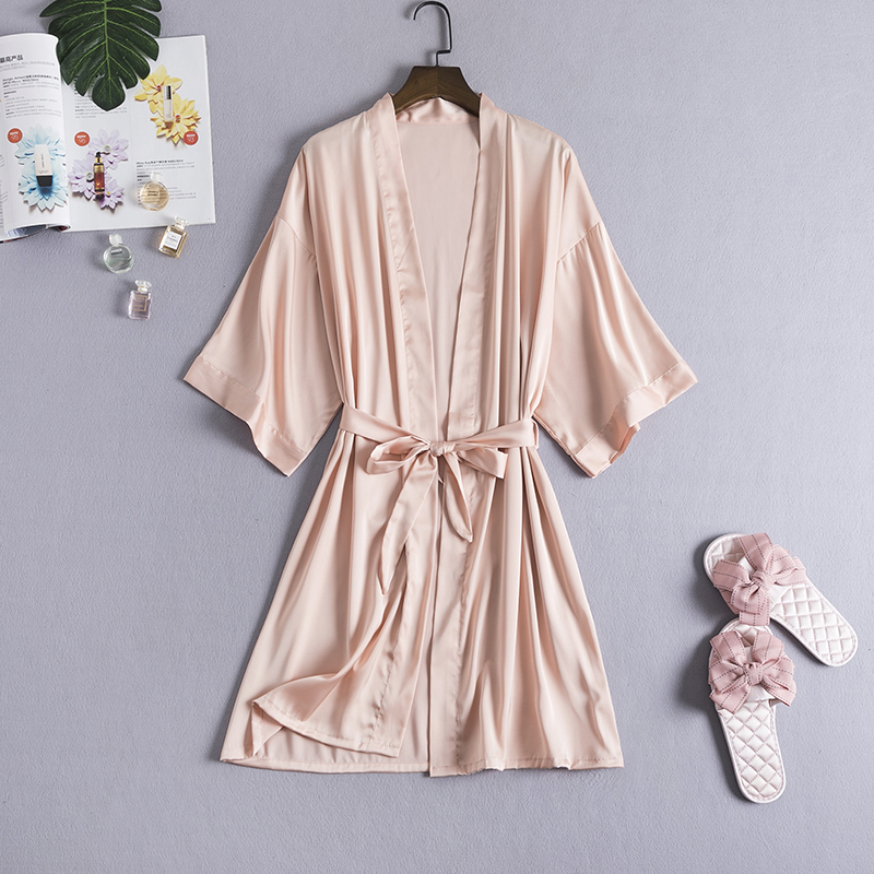 性感女浴袍结婚晨袍女新娘伴娘浴衣喜庆薄款丝绸睡衣家居服睡袍
