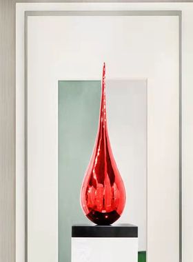 酒店大堂吊装水滴雕塑电镀挂饰商业中心样板间饰品装置玻璃钢摆件