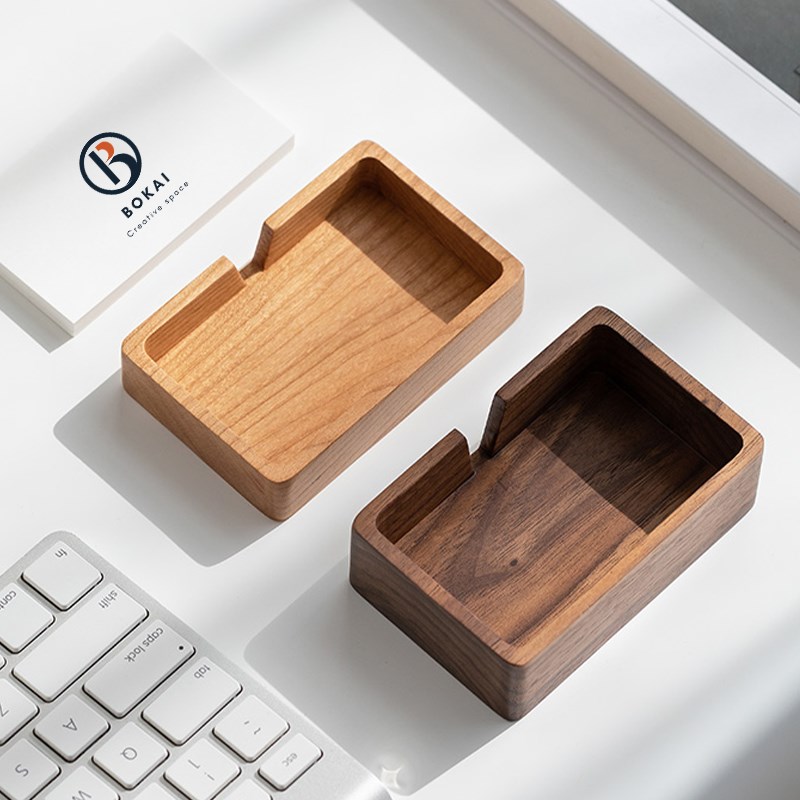 胡桃木名片盒定制logo高档前台商务大容量卡片收纳实木名片收纳盒