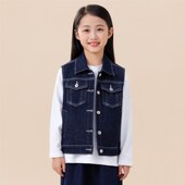 儿童牛仔马甲春秋2024新款 洋气女童背心外穿中大童复古风上衣外套