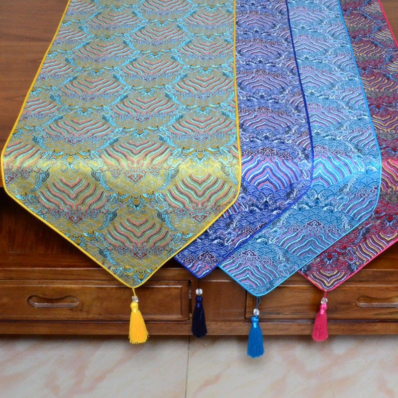 藏式桌旗新中式古典客厅茶几电视柜玄关装饰 织锦缎桌旗布床旗2米,居家布艺,桌旗,淘宝优惠券,粉丝福利购,淘宝优惠卷