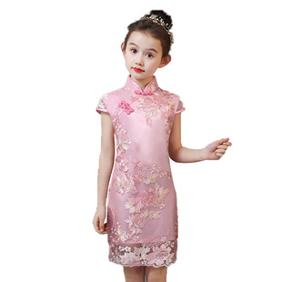 中国风女童旗袍女夏季小女孩宝宝改良儿童中式礼服古筝演出服春秋