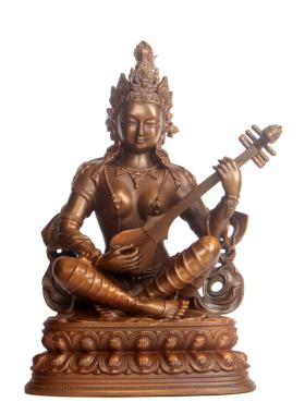 真古意 紫铜妙音佛母佛像摆件妙音天女菩萨居家随身供奉工艺礼品