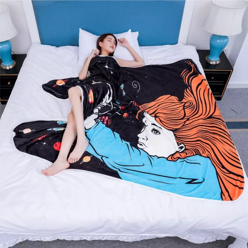 来图案定制毛毯双面毛绒毯子定做情侣照片披肩休闲保暖膝盖毯床单