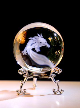 创意水晶球小摆件办公室工位书房卧室桌面玻璃球装饰品送孩子礼物