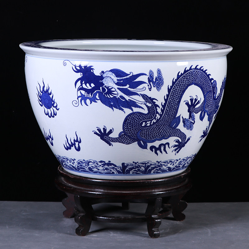 景德镇陶瓷青花龙纹鱼缸养乌龟睡莲荷花盆家用庭院老式特大号水缸,宠物/宠物食品及用品,桌面缸,淘宝优惠券,粉丝福利购,淘宝优惠卷