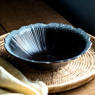 黑色盘子家用菜盘深盘碗陶瓷餐盘大碗面碗釉下彩碗具单个日式餐具