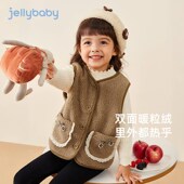 女童马甲3小童冬季 5儿童时髦背心 保暖摇粒绒马甲宝宝加绒花边秋装