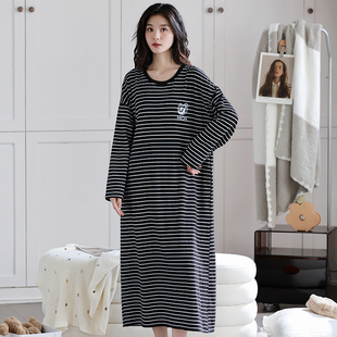 长裙到脚踝超长款睡衣秋冬女网红风纯棉家居服连衣裙春秋长袖睡裙