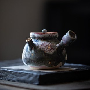 柴烧志野侧把壶家用手工高端带过滤泡茶壶复古功夫茶具泡茶壶 日式
