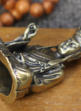 仿古做旧黄铜地藏王菩萨佛像 小号摆件迷你随身禅意小铜佛