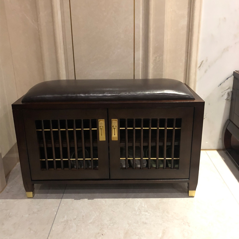 换鞋凳鞋柜可坐穿鞋凳新中式鞋凳轻奢长条凳入户换鞋凳实木鞋柜凳