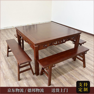 八仙桌实木方桌子客厅家用农村中堂老式实木餐桌饭店圆形正方形桌