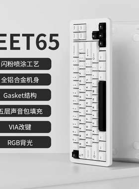 JEET65铝坨坨机械键盘田字65配列RGB灯效三模连接全键热插拔