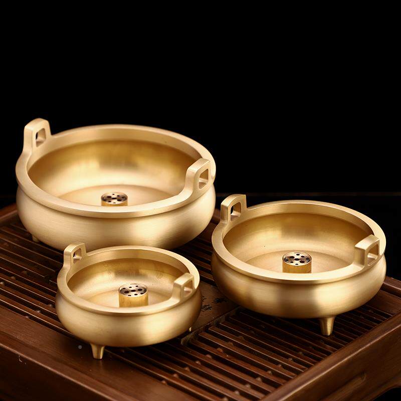 冲天檀耳香炉黄宣用德炉小号仿古香炉家室内铜盘香炉GNB香炉三足