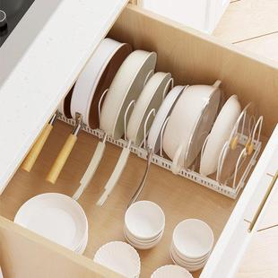 可节锅具收纳层架架厨房放锅架置物整体橱柜内面碗碟台架家用锅盖