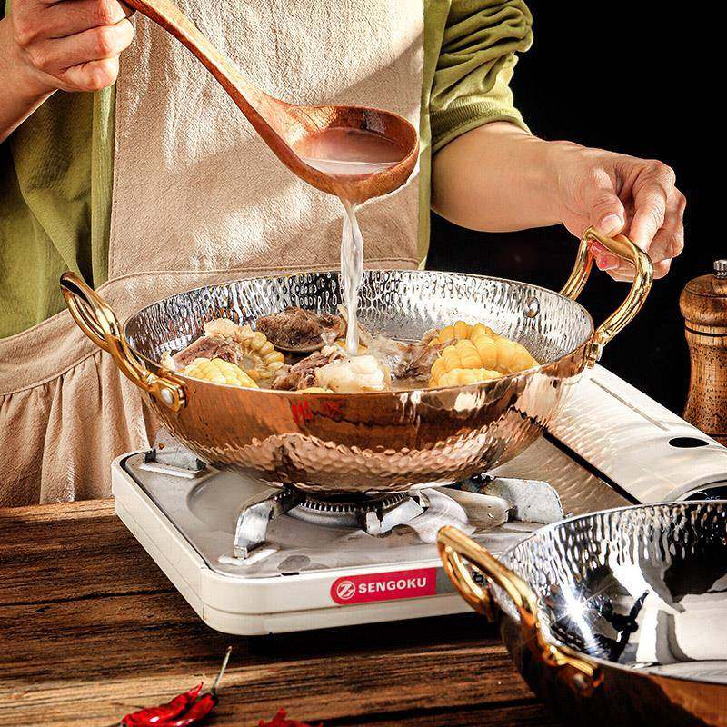 日式商用厚30不锈钢火锅干锅大盆海鲜汤4锅JLY加酸鱼水煮鱼专用菜